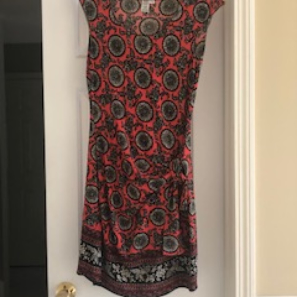 Orange / Black short sleeve knit dress
